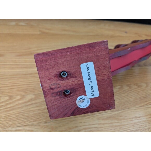 Vintage Swedish Red Wooden Candelabra Folk Art Candlestick 7 Light 18'' - Picture 4 of 8